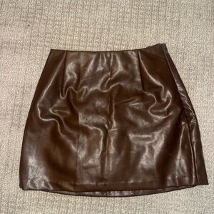 Abercrombie & Fitch Brown Vegan Leather Skirt